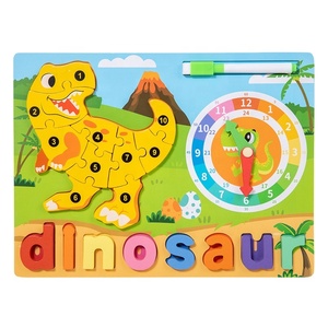 Orologio di educazione precoce giocattolo di apprendimento di ortografia in legno animale 3d Puzzle di abbinamento Puzzle <span class=keywords><strong>con</strong></span> tavolo da disegno - Product Image 1