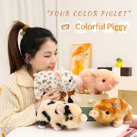 Peluche de cochon réaliste en fourrure tachetée douce et câline, en position debout avec queue recourbée, pour décoration de chambre, boutiques de cadeaux et présentation