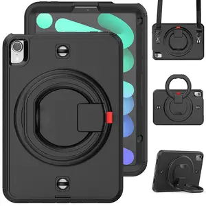 Heavy duty rugged cover case with hands Grip and shoulder strap case for iPad Mini 6 8.3 inch 2021 shoulder strap