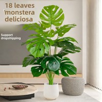 Tanaman Palsu Simulasi 18 Tangkai Monstera Deliciosa untuk Dalam dan Luar Ruangan, Rumah, Ruang Tamu, Tanaman Artifisial dalam Pot