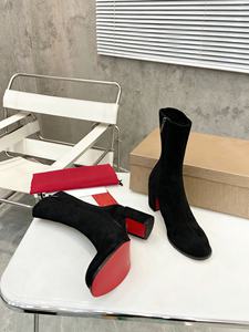 Botines de Invierno para Mujer, Forro de Piel Genuina, Ajuste Delgado, Terciopelo Elástico, Tacón Grueso, Cierre de Cremallera, Material Genuino Antideslizante - Product Image 3