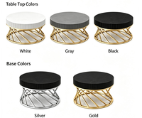 Table basse ronde élégante avec base en acier inoxydable et plateau miroir noir, table de salon, table de centre pour hôtel, meubles d'appartement