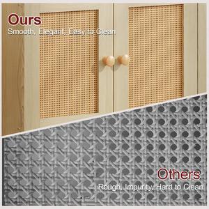 Buffet <span class=keywords><strong>d</strong></span>'appoint en bois style bohème pour petits espaces, avec porte en rotin, MOQ 300, pour salon - Product Image 3