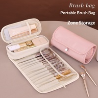 Tas Kosmetik Lipat Kulit Modern Multifungsi Profesional untuk Studio, Produk Baru Impor