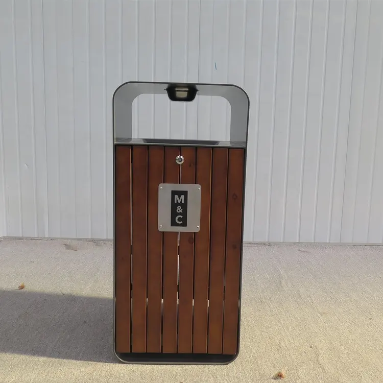 Popular Street Wooden Trash Bin Outdoor Custom Made Waste Receptacle Manufacturer