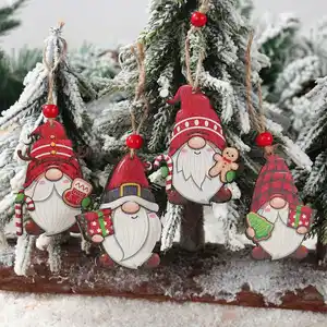 クリスマス木製サンタペンダントセット創造的な家の装飾工芸品クリスマスツリーの装飾用品緑青の好意の贈り物