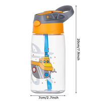 Bouteille d'Eau Sportive en Plastique Motivationnelle de 480 ML avec Bec Verseur Canard et Paille pour Enfants