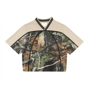 Women Tree <b>Camo</b> V Neck Crop <b>Top</b> Short Sleeve Sublimated Real Tree Camouflage Jersey Streetwear <b>Top</b> Wholesale Bulk - Product Image 1