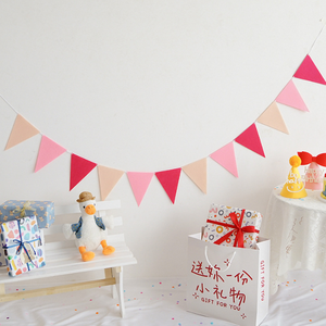 Bandiera festa in feltro Baby docce bandiera triangolo oggetti di scena colorati bandiera stamina ghirlanda decorazione campeggio all'aperto - Product Image 4