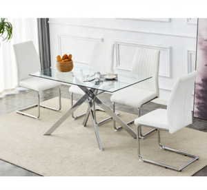 Ensemble de table à manger en verre en métal bon marché de vente chaude avec 4/6 chaises - Product Image 2