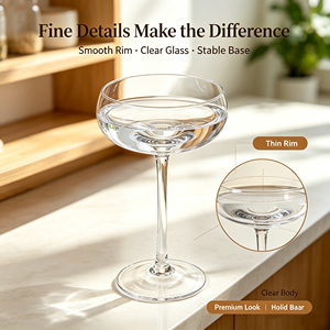 Copas de Cristal Personalizadas Reutilizables Hechas a Mano, Clásicas, Transparentes, Retro, de Lujo Francés para Cócteles, Bodas y Fiestas - Product Image 3