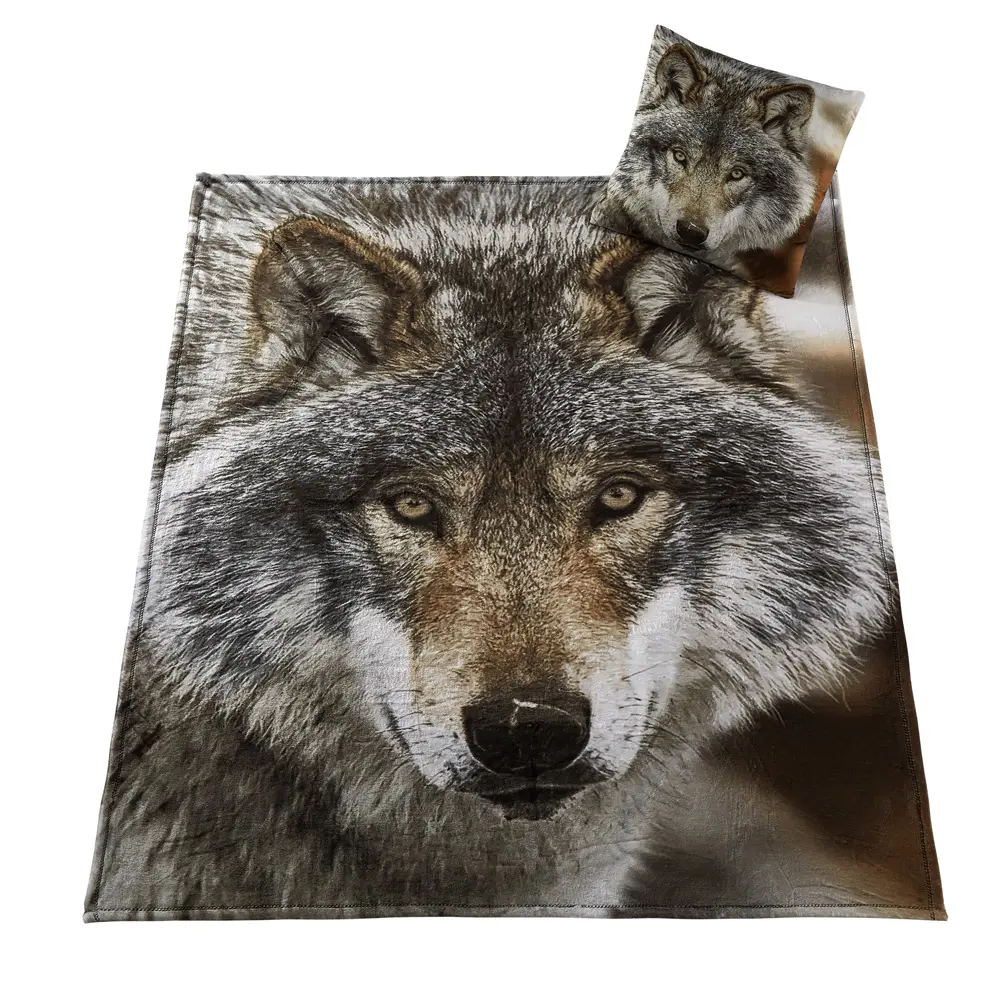 Custom 3d Digital Thick Animal Sublimation Printed Weighted Flannel Sherpa Fleece Blankets