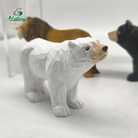 Figurine d'ours polaire en bois massif sculptée à la main, décoration créative de bureau et de voiture, cadeau pour les couples