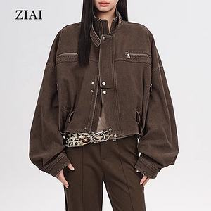 Giacca Bomber Vintage da <span class=keywords><strong>Donna</strong></span> 2026 SS, Stile Workwear <span class=keywords><strong>Oversize</strong></span> Corto con Tasche Cargo, <span class=keywords><strong>Trench</strong></span> Coat alla Moda - Product Image 1