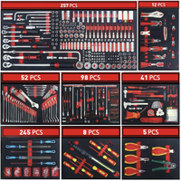 Ensemble d'outils de réparation automobile de 718 pièces avec chariot à outils à 11 tiroirs à tirage latéral, chariot d'entretien mobile