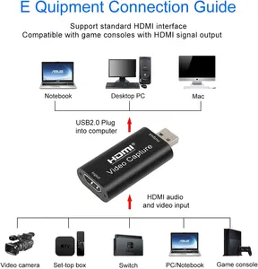 4KHDビデオキャプチャカードHDMI-USB2.01080P録画放送ライブおよびストリーミングビデオ会議用の録音オーディオグラバー