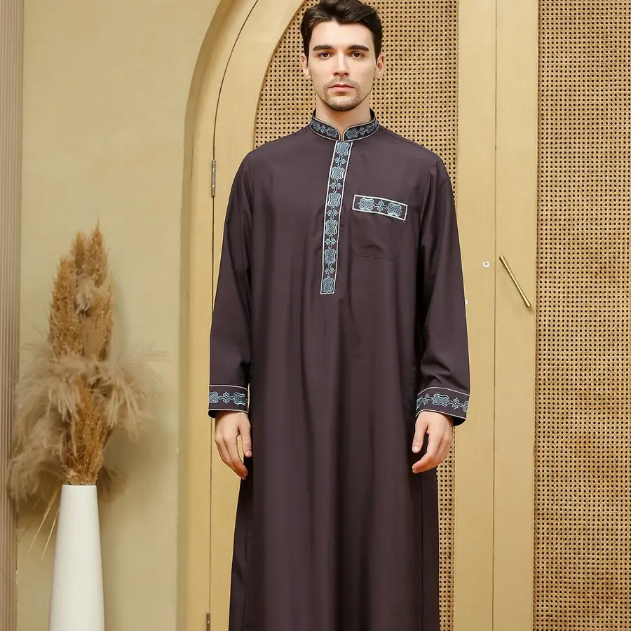 Vestidos musulmanes para hombre, túnica larga de Dubái, Thobe árabe, islámico
