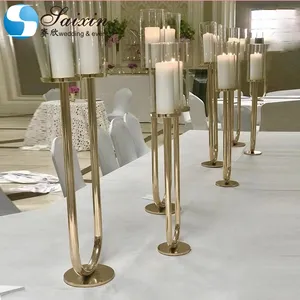 Новый металлический золотой серебряный подсвечник для свадебного стола центральные части