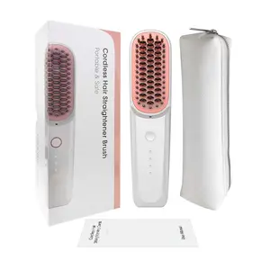 Handheld Wireless Hair Styling Device Hair Straightener Brush Hot Comb Negative Ion Wireless Hair Straight Comb