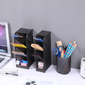 Slanted Multi Compartment Plastic Pen Holder Desktop <b>Storage</b> <b>Box</b> For Stationery Organizing - Product Image 3
