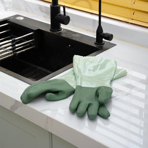 Guantes de seguridad de poliéster recubiertos de vellón, engrosados, de dos colores, resistentes a químicos, para uso doméstico e industrial - Product Image 3