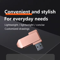 Nuevo logotipo personalizado USB2.0 Pretty Rose Gold Pink Swivel 360 grados de rotación 64G Metal ultra Heart Solid Flash Drive Memory Disk Pen