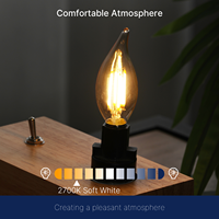 Ampoule LED à filament en verre CA11 B11 2700K 4W 450Lm E12 pour usage résidentiel, vente en gros