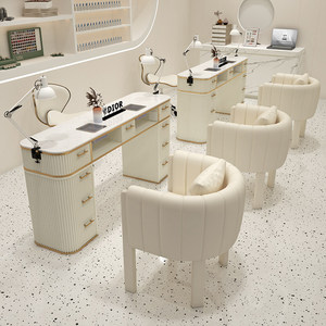 โต๊ะทำเล็บแบบทันสมัย 2 ที่นั่ง พร้อมท็อปโต๊ะหินอ่อน - Product Image 3