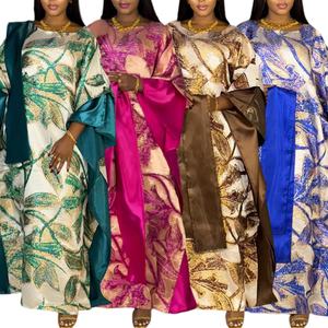 Vestido de gasa de manga larga para mujer Dashiki africano estampado de flores Maxi bata Dubai Kaftan Abaya fiesta graduación noche ropa africana - Product Image 4