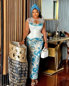 Plus Size African Brown Lace <span class=keywords><strong>Prom</strong></span> Kleider Nigerian ische Hochzeits empfang Party Kleid Aso Ebi Tradition Abendkleid - Product Image 5