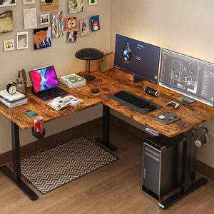 Escritorio de pie moderno en forma de L de metal, precio de fábrica NBHY, altura ajustable, control eléctrico ergonómico, escritorio de pie con un solo motor. - Product Image 1