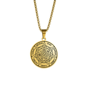 Collar con Colgante del Siglo de los Siete Arcángeles |   Amuleto de Protección Mágica de Acero Inoxidable Chapado en Oro PVD de 18K para Hombres y Mujeres - Product Image 5