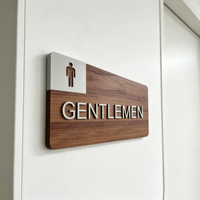 Plaque murale moderne bicolore en bois et métal, écologique, avec lettres 3D, pour toilettes, salle de bain féminine, numéro de maison, ou porte d'hôtel