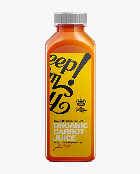 Botella de plástico de jugo de zanahoria orgánico, botella vacía de fruta de orangeade con pegatina de logotipo, 16oz, 500ml, proveedor dorado, ventas