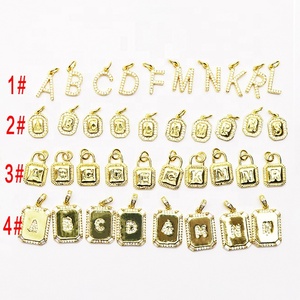 ชาร์มตัวอักษรคลาสสิก 26 ชิ้น สำหรับทำเครื่องประดับ ชุบทอง 18K ทองเหลืองประดับเพชรซิร์คอน อุปกรณ์ตกแต่งเครื่องประดับ จี้ตัวอักษร - Product Image 3