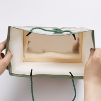 Sacs en papier kraft personnalisés réutilisables pour Noël avec fenêtre, pour le shopping et la vente à emporter