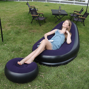 <b>Inflatable</b> Lazy <b>Sofa</b> 116x98x83cm PVC Flocked Outdoor Recliner With Footrest Adult Use - Product Image 1