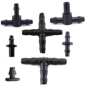 Connecteur en T pour irrigation goutte à goutte, quatre voies, noir, en ABS, pour accessoires de système d'arrosage de jardin - Product Image 1