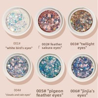 Boîte de paillettes pour nail art, décorations 6 couleurs, design œil de fée, effet scintillant explosif, effets irisés éblouissants, poudre de paillettes laser