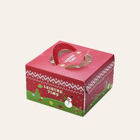 Boîte à gâteaux de Noël en carton blanc du fabricant avec fenêtre en plastique PVC et poignée avec logo et design personnalisés