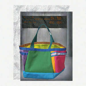 Color Block <b>Nylon</b> <b>Tote</b> <b>Bag</b> Large Capacity Open Shopping Carryall for Beach Travel Daily Use - Product Image 2