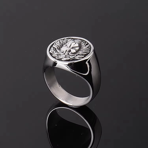 Anillos Gruesos Personalizables de Acero Inoxidable con Cabeza de León Chapados en Oro para Hombre, Estilo Hip Hop - Product Image 3