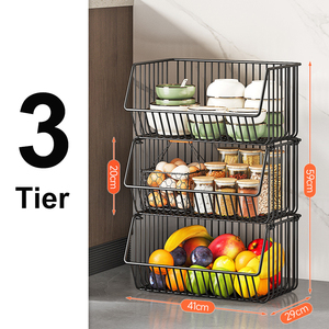 Trái cây rau lưu trữ giỏ Stackable Dây Kim Loại Nhà Bếp giỏ hàng mà không có bánh xe Rau lưu trữ chủ cho hành tây ăn nhẹ - Product Image 3