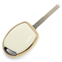 Étui de protection intégral antichoc et anti-rayures en TPU souple à 3 boutons pour télécommande de clé de voiture avec ligne dorée
