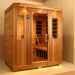 2024 Sala de sauna de infrarrojo lejano interior doble de madera comercial de diseño más vendido