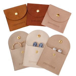 High-end Flannel Eco-Friendly Fashion Jewelry <b>Bag</b> with Button Envelope Design for Necklace Ring Earrings Storage <b>Dust</b> <b>Bag</b> - Product Image 1