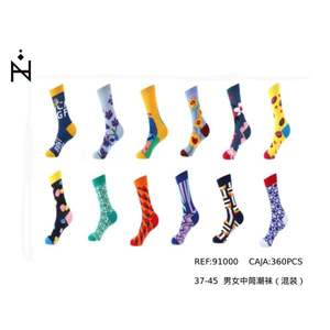 Calcetines a media pantorrilla de moda, tallas 37-45, colores surtidos para hombres y mujeres - Product Image 1