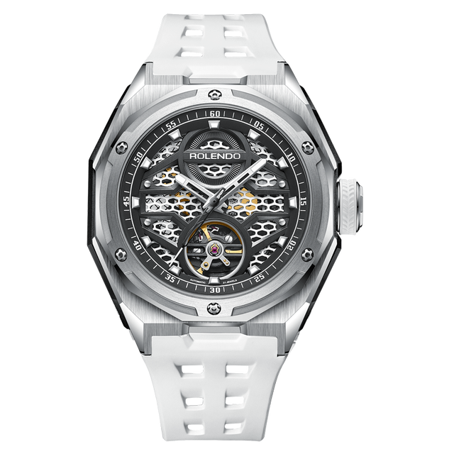Low MOQ Factory Prices OEM Accept Custom Brand Logo Rubber Mechanical Automatic Wrist Watch for Men