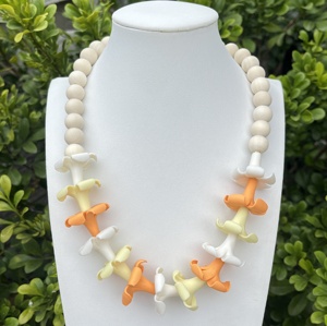 <span class=keywords><strong>Collier</strong></span> Hawaïen YIREPIN fait main en pâte polymère, motif fleur de Puakenikeni, avec perles en bois, idéal pour la plage estivale et comme <span class=keywords><strong>collier</strong></span> de voiture. - Product Image 4