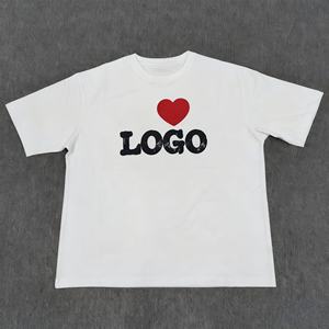 T-shirt style hip-hop en tissu French Terry, imprimé lettres, 100% coton, coupe ample, logo imprimé bulles, manches courtes, direct - Product Image 3